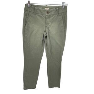 J. Crew Womens Stretch Frankie Pants Skinny Slash Pocket Casual Green Size 0